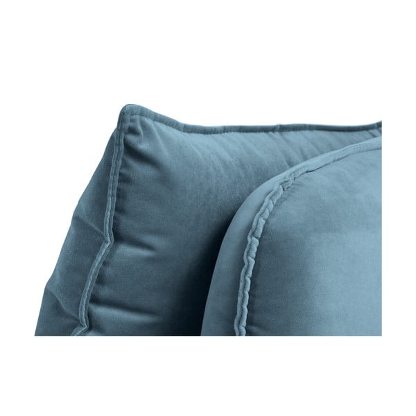 Poltrona lounge in velluto azzurro con gambe nere, angolo destro Lento - Kooko Home-image-1