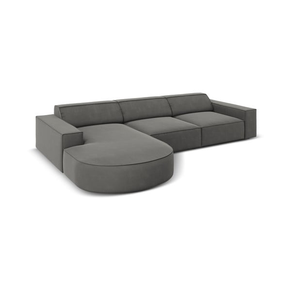 Divano angolare in velluto grigio (angolo sinistro) Jodie - Micadoni Home-image-4