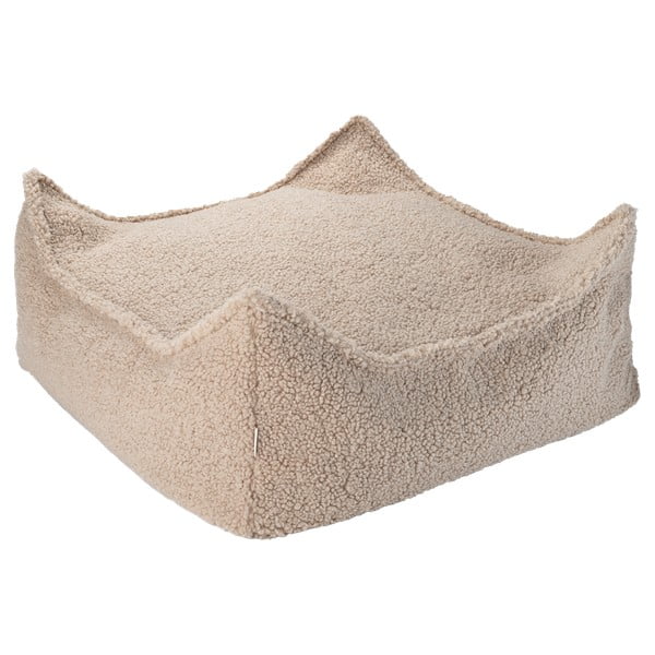 Pouf a sacco per bambini marrone chiaro con rivestimento in bouclé Square – Wigiwama