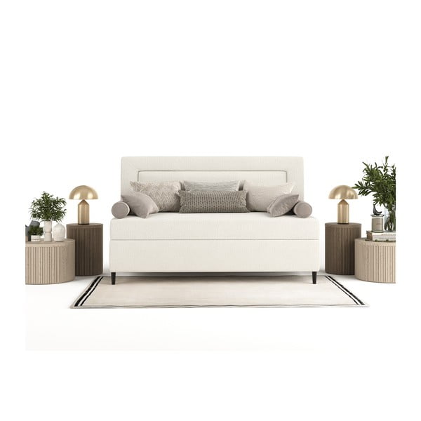 Letto singolo imbottito beige 100x200 cm Alba - Maison de Rêve-image-3