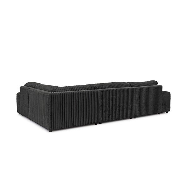 Divano angolare grigio scuro (con penisola a destra/a U) rivestito in velluto a coste Justin – Ropez-image-3