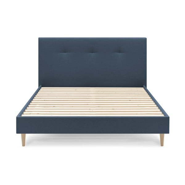 Letto matrimoniale imbottito blu con griglia 160x200 cm Tory - Bobochic Paris-image-1
