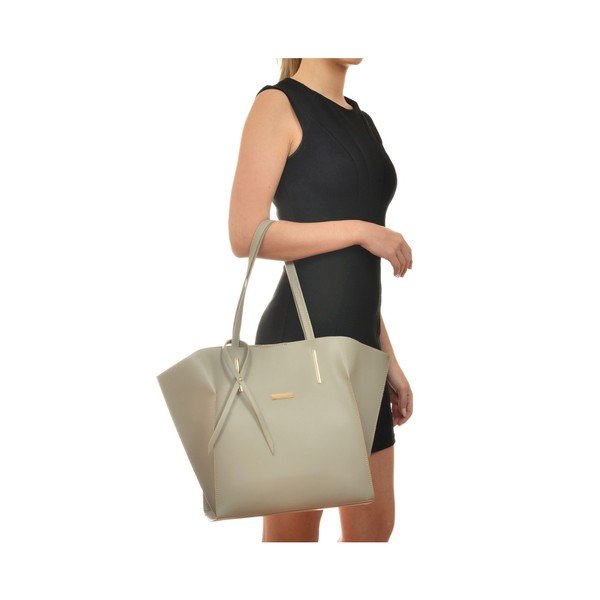 Šedá kožená kabelka Mangotti Bags Alda-image-4