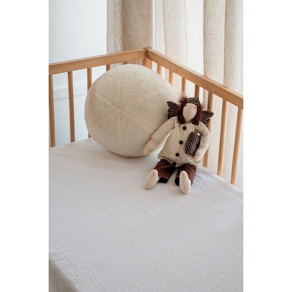 Lenzuolo con angoli per bambini bianco in mussola per culla 60x120 cm Burumcuk – Mijolnir-image-2