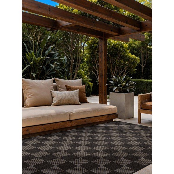 Tappeto da interno/esterno nero/color crema 160x230 cm Haringey Dorothy – Ted Baker-image-1