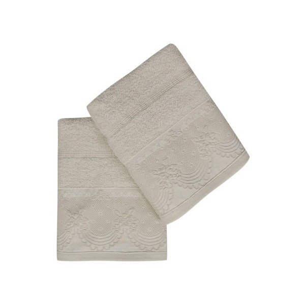 Set di due asciugamani beige Barocco, 90 x 50 cm - Soft Kiss-image-2