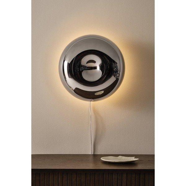 Lampada da parete color argento lucido in acciaio con alimentazione a corrente ø 35 cm Ragge – Jotex-image-1