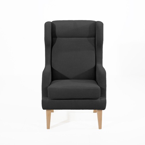 Černé křeslo ušák Max Winzer Bennet Suede-image-2