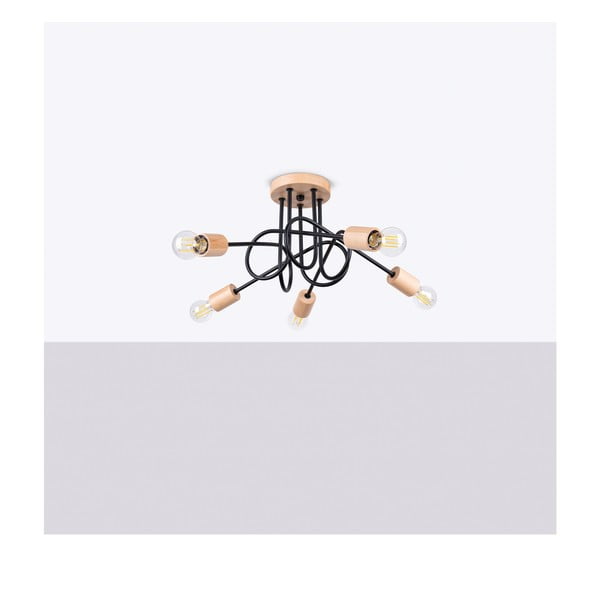 Plafoniera nera/di colore naturale 15x61 cm Tumber – Sollux-image-2