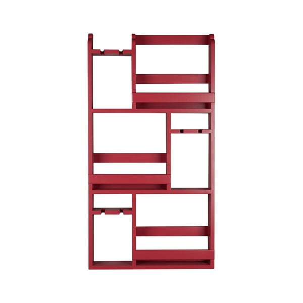 Portabottiglie da parete rosso in legno di cauciù massiccio numero di bottiglie 12 80x120x10 cm Myron – Dutchbone