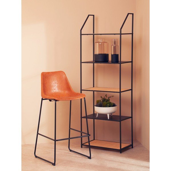 Scaffale nero/di colore naturale in metallo 61x179x34 cm Depok – Premier Housewares-image-1