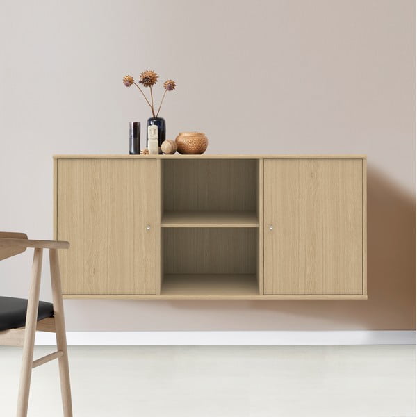 Cassettiera bassa a sospensione in rovere naturale 133x61 cm Mistral - Hammel Furniture-image-1