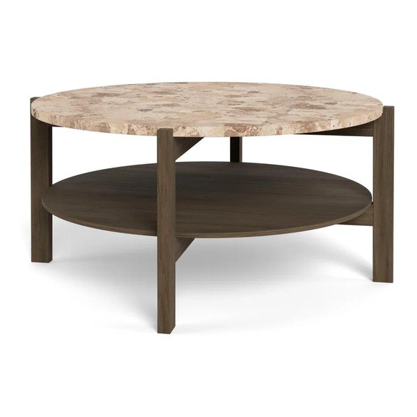Tavolino da salotto rotondo colore naturale scuro con piano in marmo ø 80 cm Dorsett – Actona