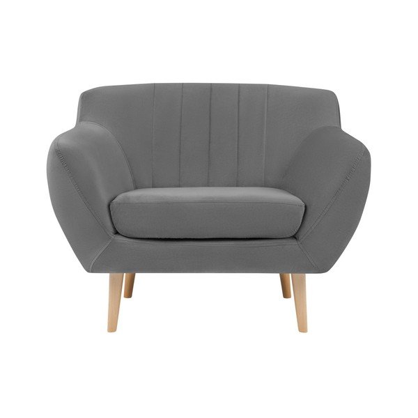 Poltrona in velluto grigio Sardaigne - Mazzini Sofas