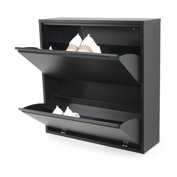 Scarpiera nera in metallo con ante ribaltabili 75x77,5x22,5 cm Billy – Spinder Design-image-2