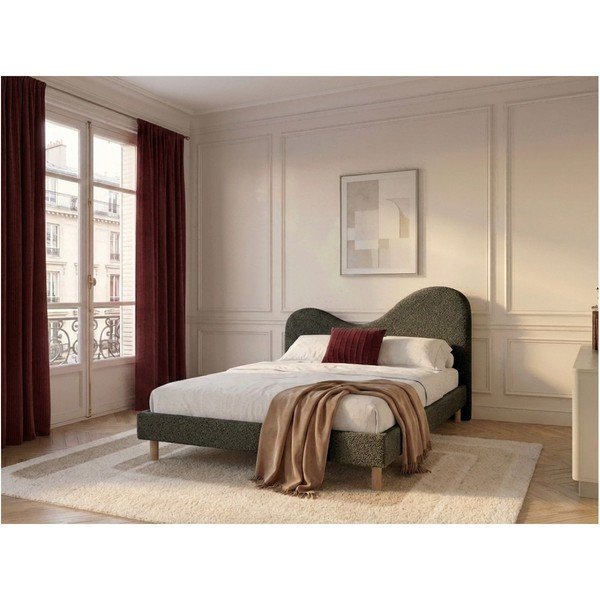 Letto matrimoniale imbottito verde imbottito con rete inclusa 180x200 cm Celina – Bobochic Paris-image-1