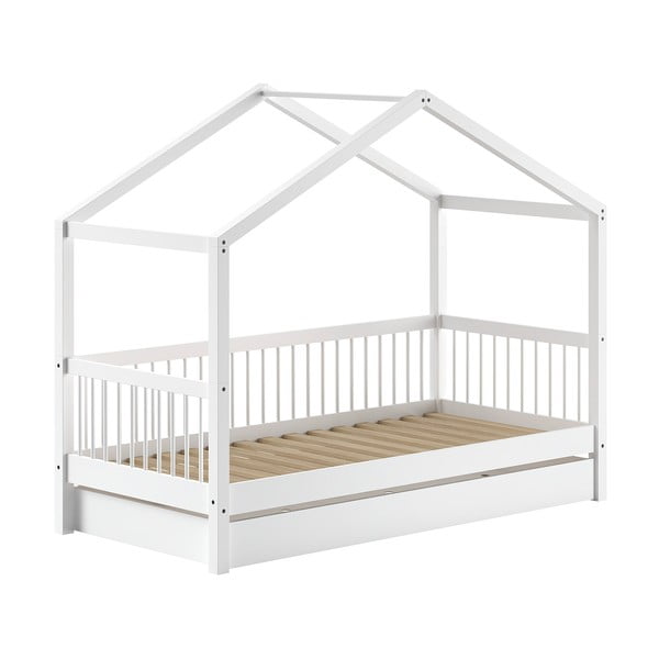 Letto per bambini in legno di faggio bianco con letto estraibile 90x200 cm Forrest - Vipack