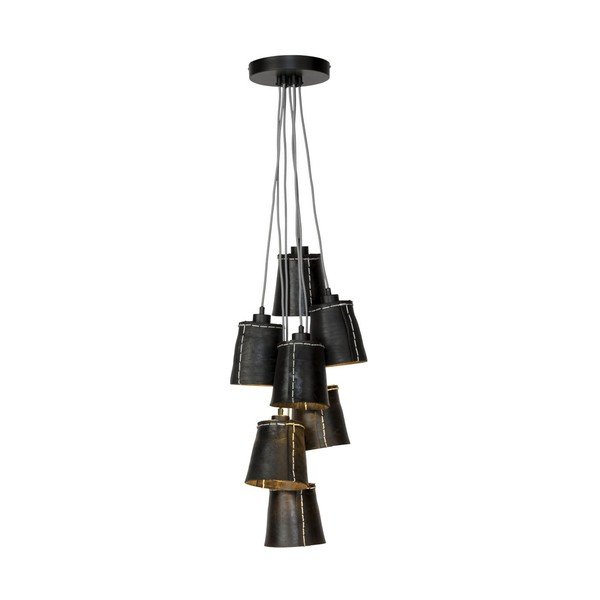 Luce a sospensione per pneumatici riciclati neri per 7 lampadine Amazon Recy - Good&Mojo
