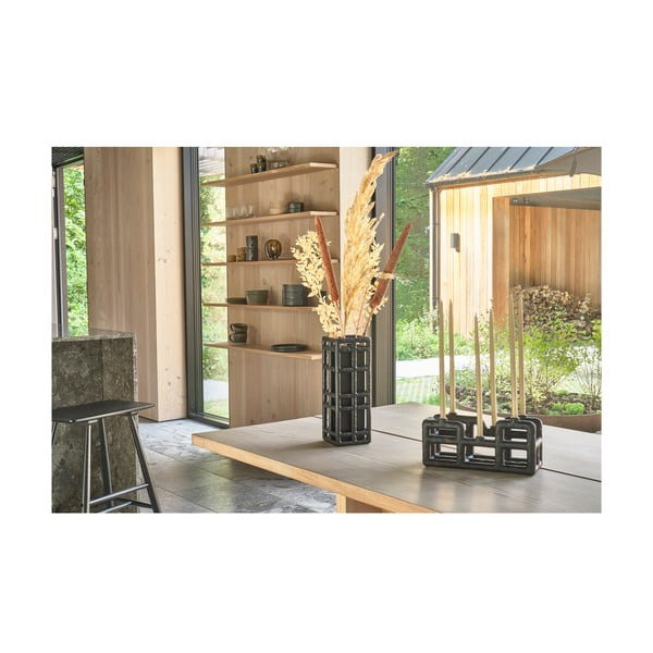 Vaso nero in poliresina fatto a mano (altezza totale 30 cm) Lyst – Villa Collection-image-1