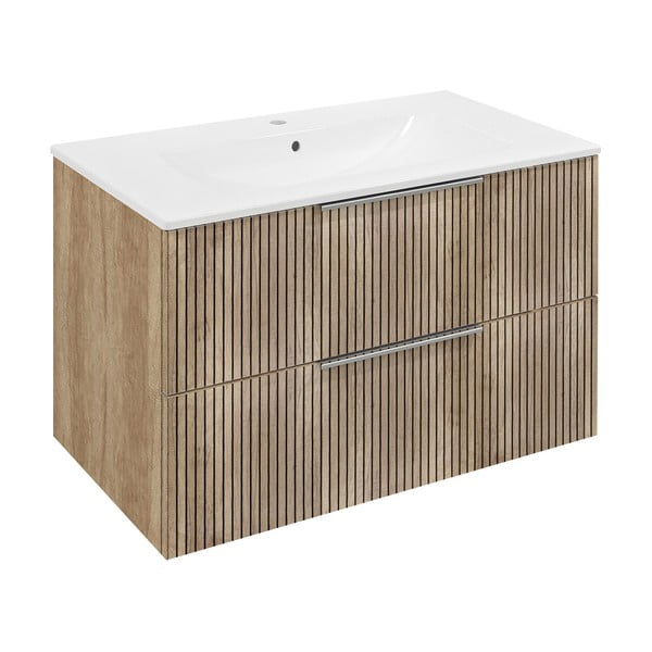 Mobile senza lavabo di colore naturale con effetto rovere da appendere 80x52 cm Cirasa – Sapho