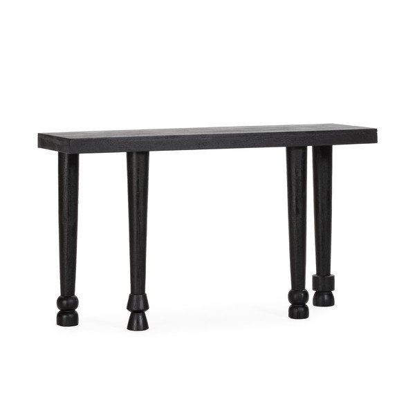 Tavolo consolle nero in mango massiccio 40x130 cm Inaya – MOME-image-2