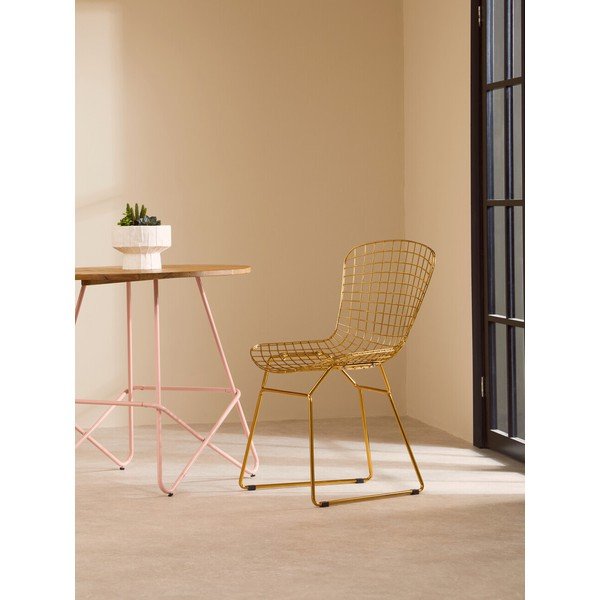 Sedia da pranzo dorata in metallo District – Premier Housewares-image-1
