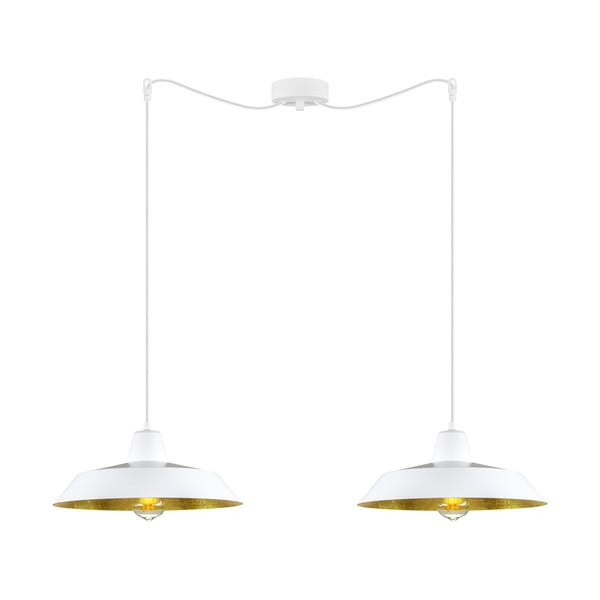 Apparecchio a sospensione bianco/oro con paralume in metallo ø 35 cm Cinco - Sotto Luce