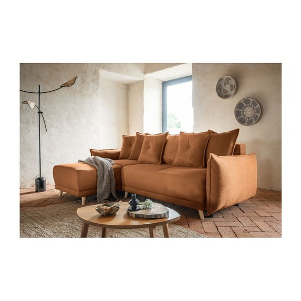 Divano letto in velluto a coste color mattone (variabile) Lazy Lukka - Miuform-image-1