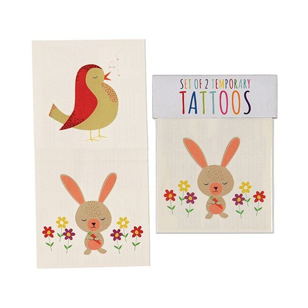 Sada 2 dočasných tetování s motivem králíčků a ptáčků Rex London Bunny and Bird-image-1