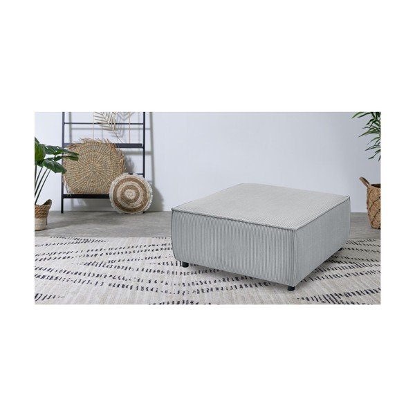 Pouf in velluto a coste grigio chiaro Nihad modular - Bobochic Paris-image-1