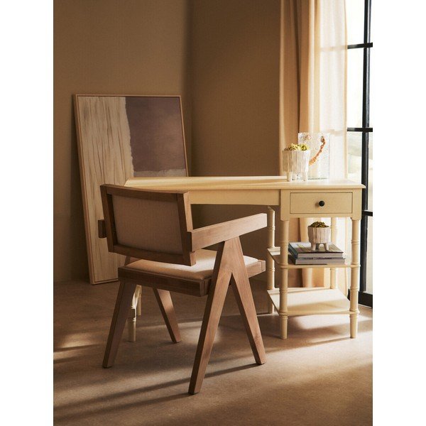 Sedia da pranzo di colore naturale imbottito Cebu – Premier Housewares-image-3