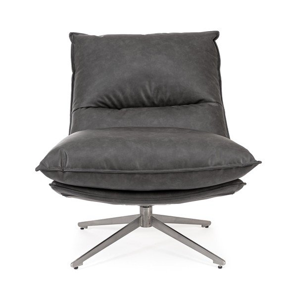 Poltrona grigio scuro con spazio contenitivo con rivestimento in finta pelle Alanez – Bizzotto-image-3