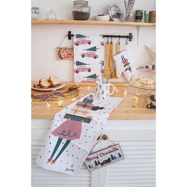 Asciugamani in cotone con motivo natalizio in set da 2 50x70 cm A Lots of Gifts - Butter Kings-image-1