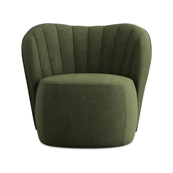 Poltrona verde con rivestimento in ciniglia Keloa – Makamii-image-1