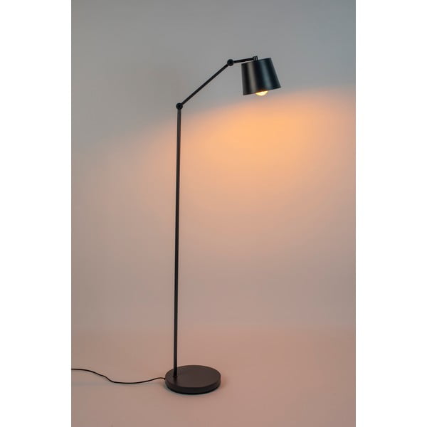 Lampada da terra nera con paralume in metallo (altezza 135 cm) Hajo - White Label-image-1