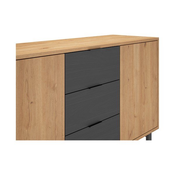 Cassettiera bassa in rovere antracite/naturale 180x80 cm Madona - Marckeric-image-1