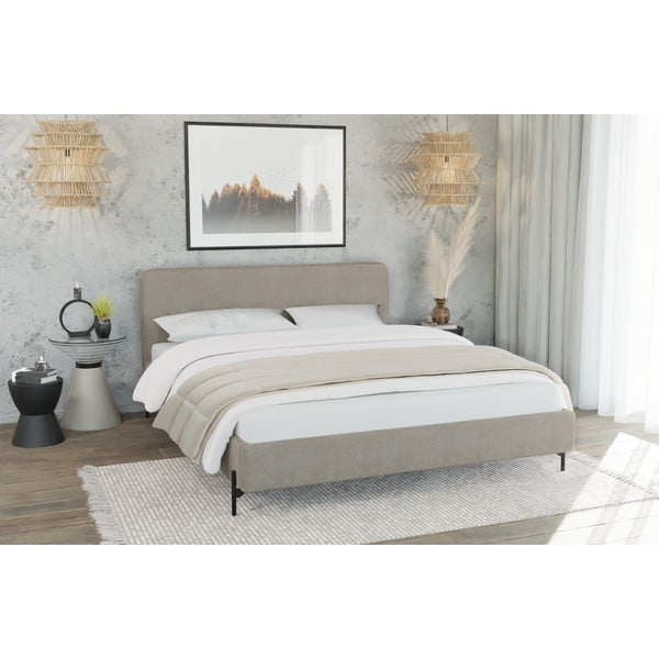 Letto singolo imbottito marrone chiaro con griglia 90x200 cm Barker - Ropez-image-2
