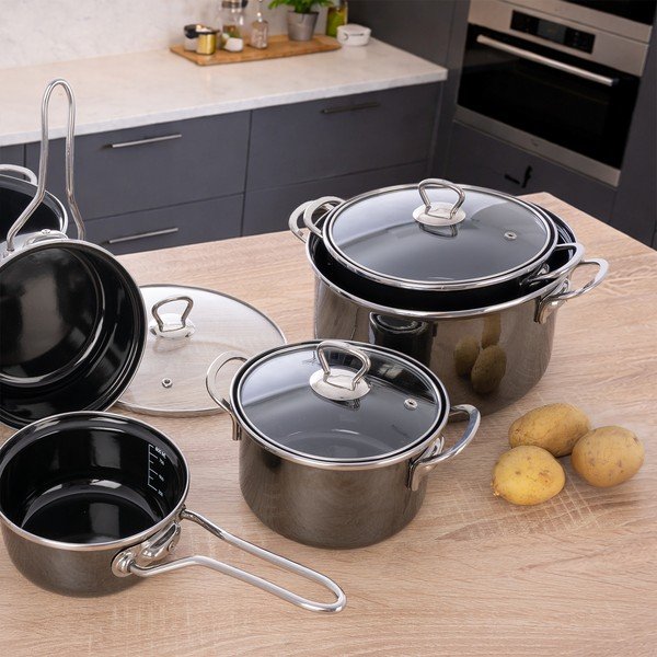 Pentola in smalto con coperchio incluso 5 l Metalic – Orion-image-2