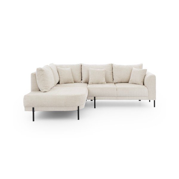 Divano angolare beige (con penisola a sinistra/a L) con rivestimento in ciniglia Mauris  – Ropez