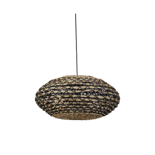 Lampada da soffitto in nero-naturale con paralume in rattan ed erba marina ø 60 cm Tripoli - Light & Living