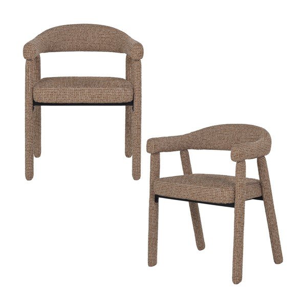 Sedie da pranzo in set marrone chiaro imbottito con braccioli 2 pz Sedo – WOOOD