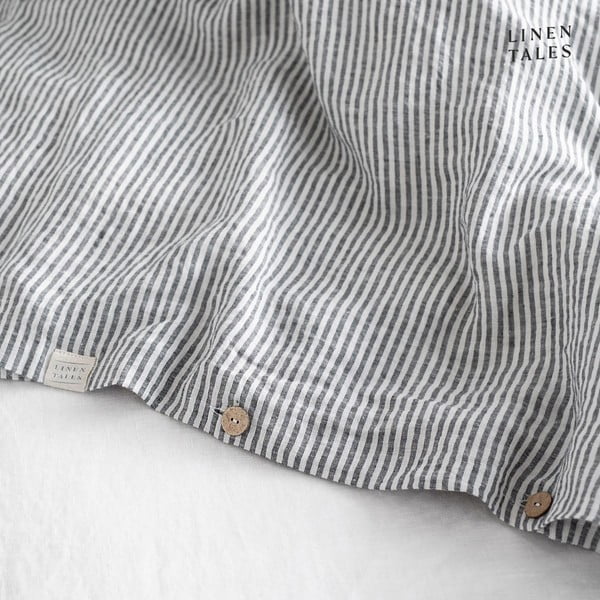 Biancheria da letto in bianco e nero per letto singolo 140x200 cm Thin Black Stripes - Linen Tales-image-4