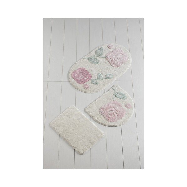 Set di 3 tappetini da bagno Pinkie Ecru - Foutastic