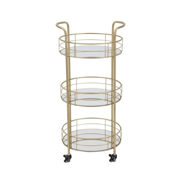 Carrello da portata a 3 livelli con design Ronda dorato Carrello - Mauro Ferretti-image-2