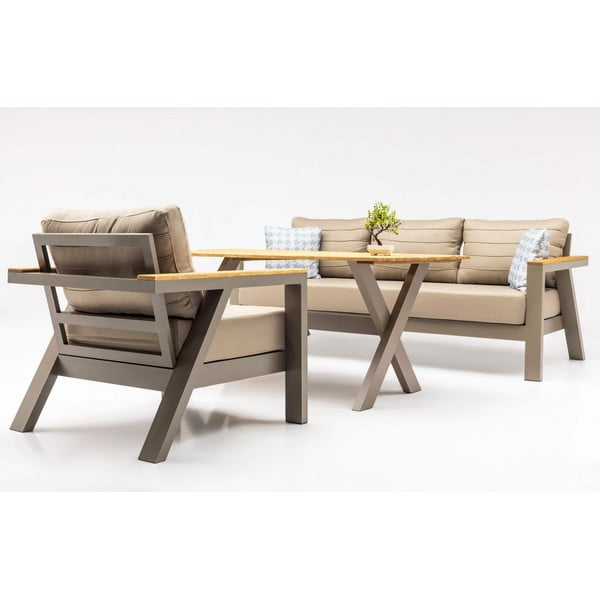 Set da giardino beige per 7 persone Daisy - Floriane Garden-image-2