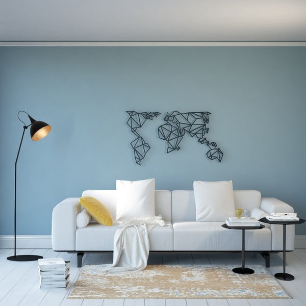 Decorazione murale in metallo nero World - Homemania Decor-image-2