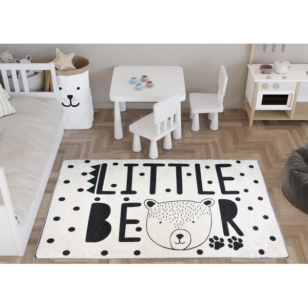 Tappeto per bambini bianco e nero lavabile 100x160 cm Little Bear – Vitaus-image-1