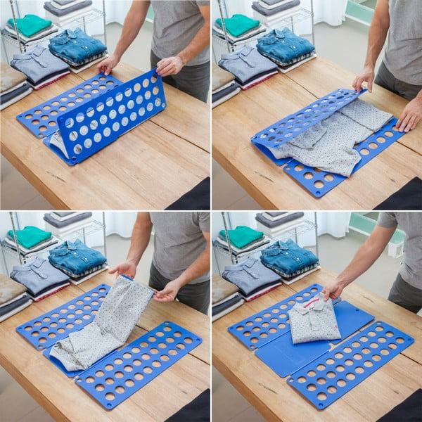 Tavola pieghevole blu per piegare i vestiti - InnovaGoods-image-1