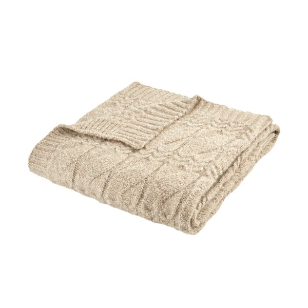 Coperta beige a maglia 150x200 cm Cable Knit - Bianca-image-2