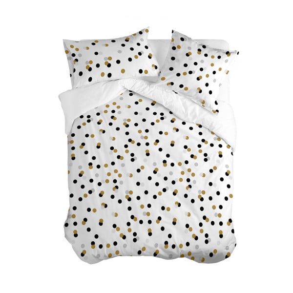 Copripiumino in cotone bianco per letto singolo 140x200 cm Golden dots - Blanc